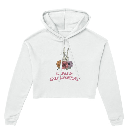 Skeleton Hand Positive Vibes Cropped Hoodie - Snark & Serenity