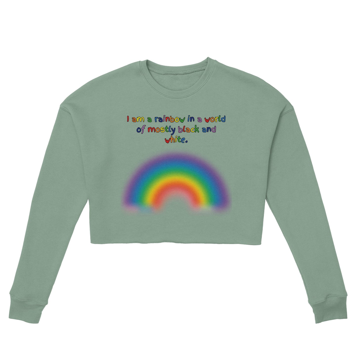 Cropped Crewneck Rainbow Affirmation Hoodie - Snark & Serenity