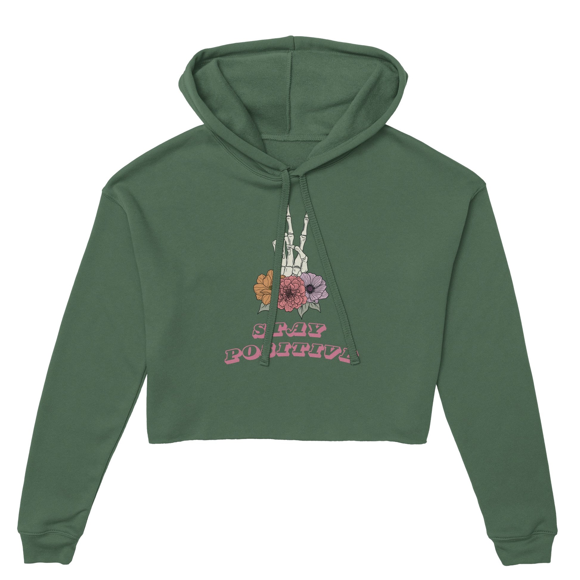 Skeleton Hand Positive Vibes Cropped Hoodie - Snark & Serenity