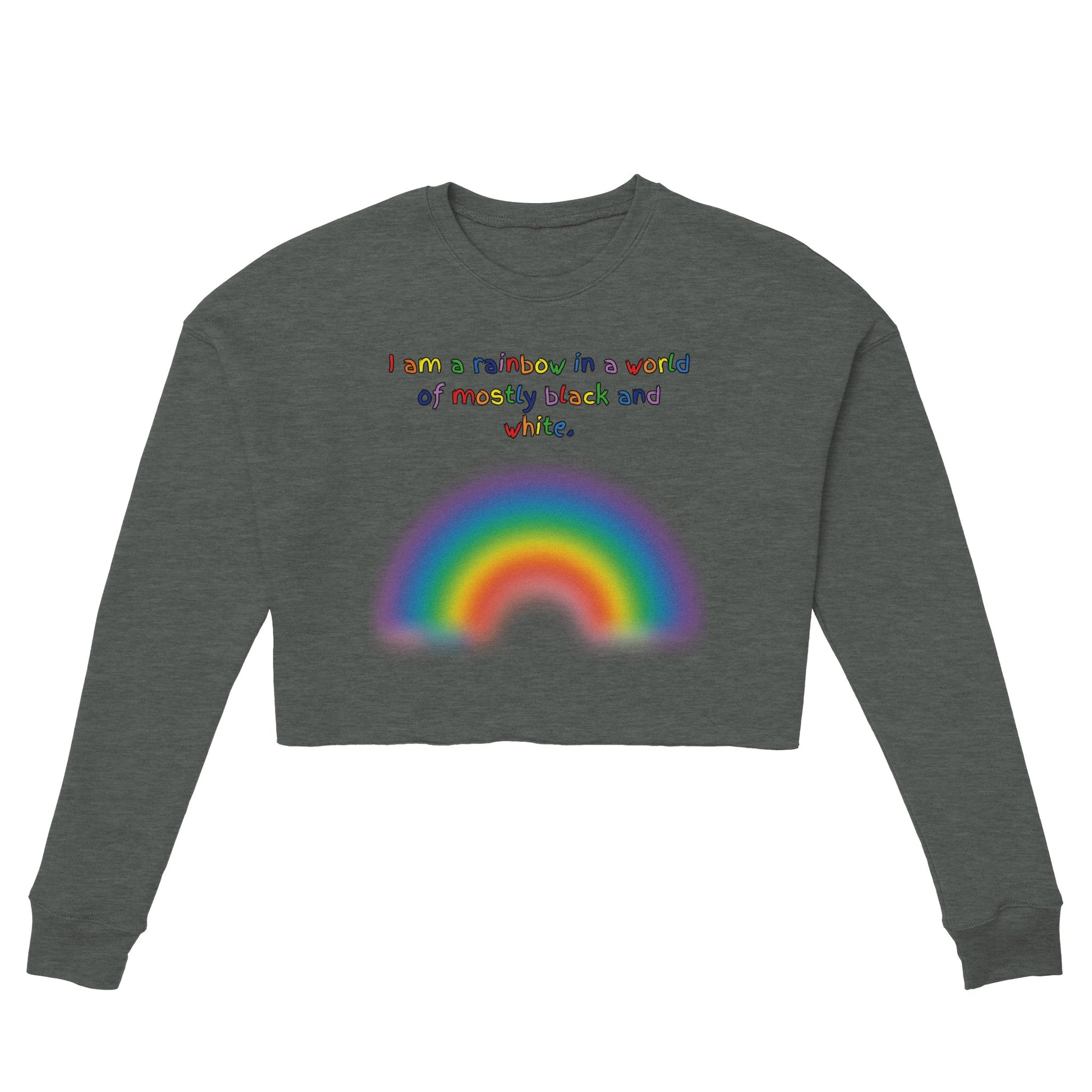 Cropped Crewneck Rainbow Affirmation Hoodie - Snark & Serenity